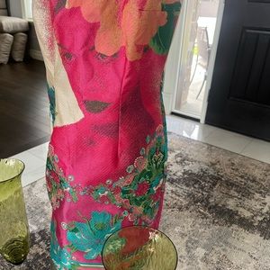 Desiguel iconic face dress size 38 wedding shower girls lunch out pretty pretty